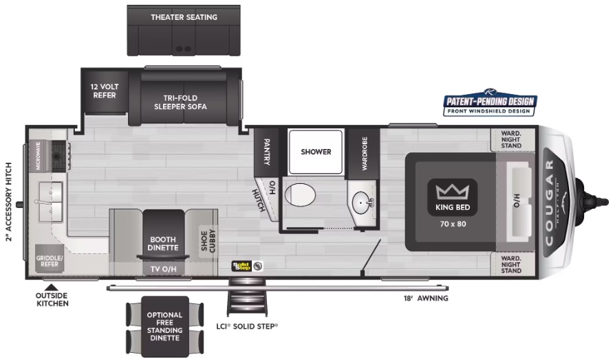 2024 KEYSTONE COUGAR 1/2 TON 25MLEWE, , floor-plans-day image number 0